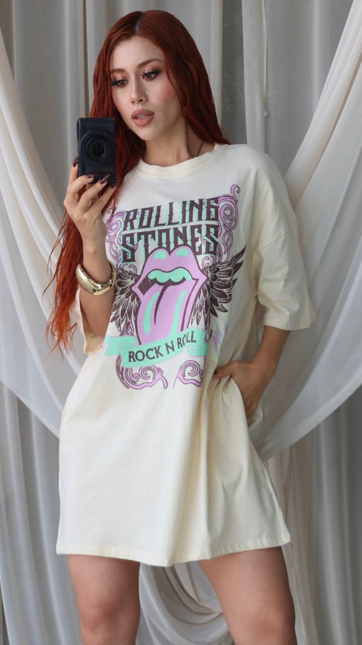 07JL25 BAGGYDRESS #01 WINGS ROLLING STONES 🪽🎸💕🩵