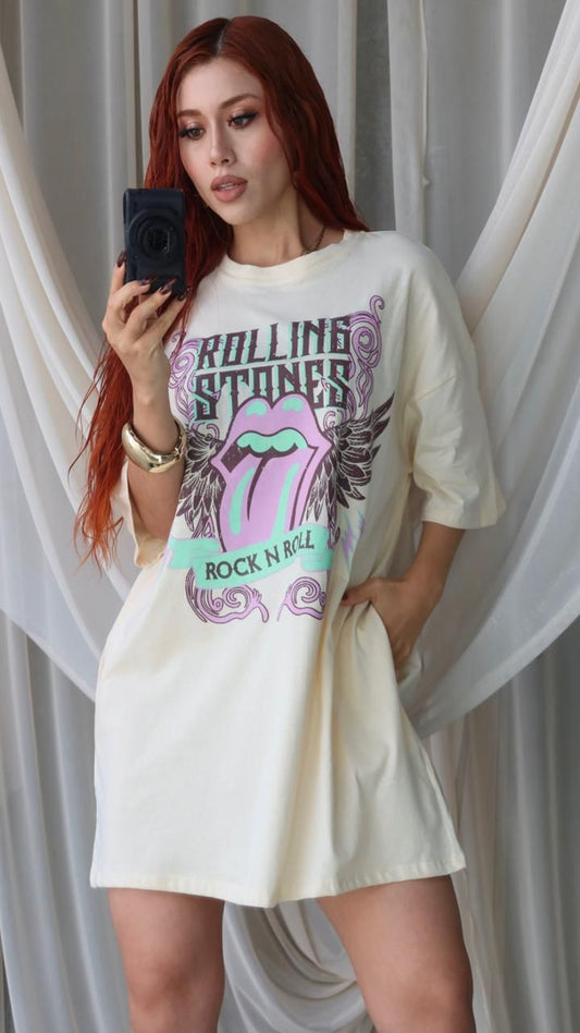 07JL25 BAGGYDRESS #01 WINGS ROLLING STONES 🪽🎸💕🩵