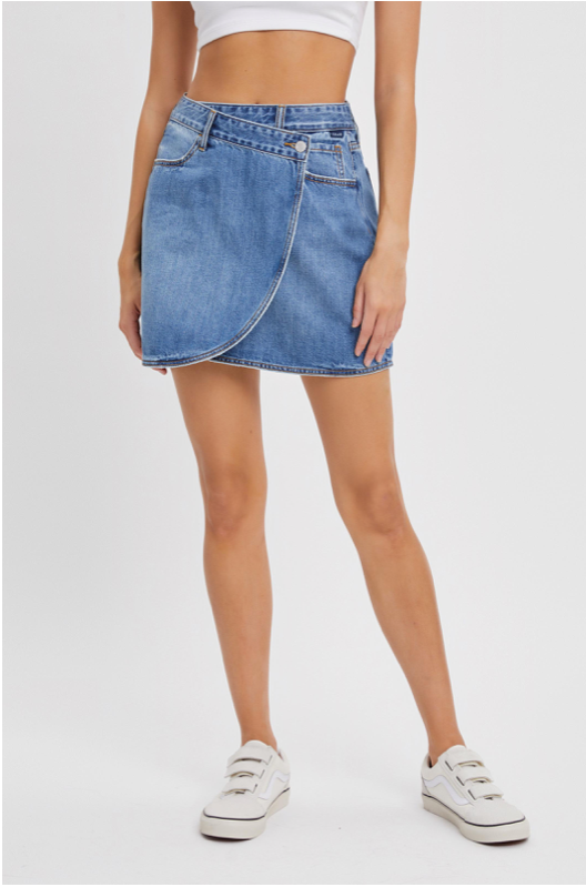 Cello High Rise Wrap Mini Skirt