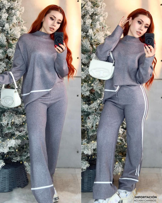 SET MAXISWETER Y PANTALON FRANJAS TEJIDO DELUXE