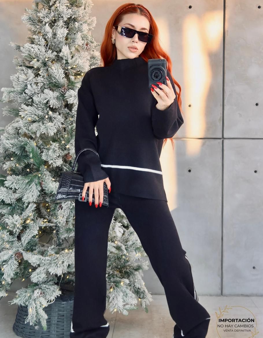 SET MAXISWETER Y PANTALON FRANJAS TEJIDO DELUXE
