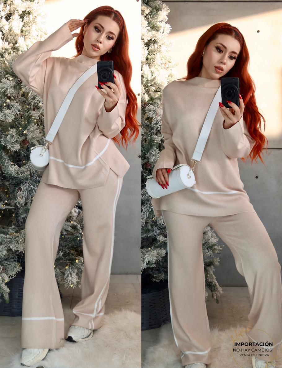 SET MAXISWETER Y PANTALON FRANJAS TEJIDO DELUXE