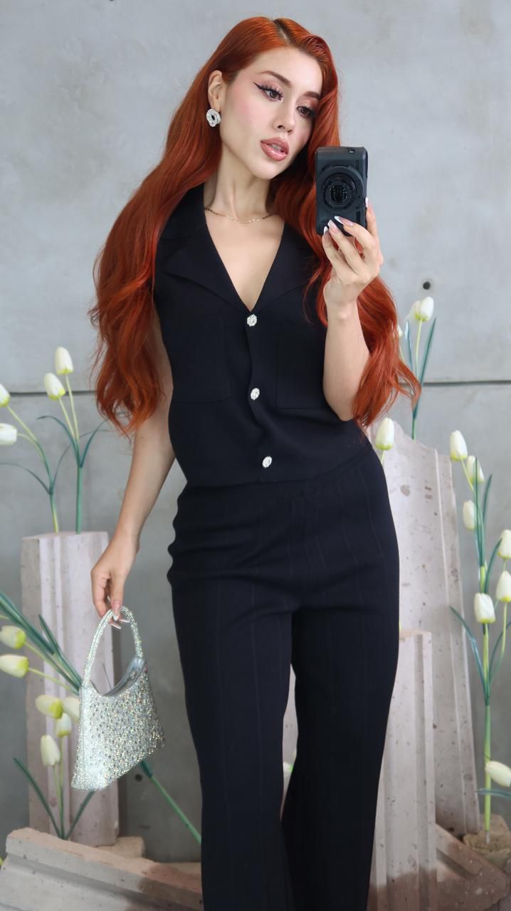 SET RIVIERA LUXE 🥥 ✨🌊 BLUSA TIPO CHALECO & MAXIPANTALON
