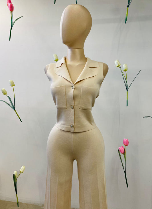 SET RIVIERA LUXE 🥥 ✨🌊 BLUSA TIPO CHALECO & MAXIPANTALON