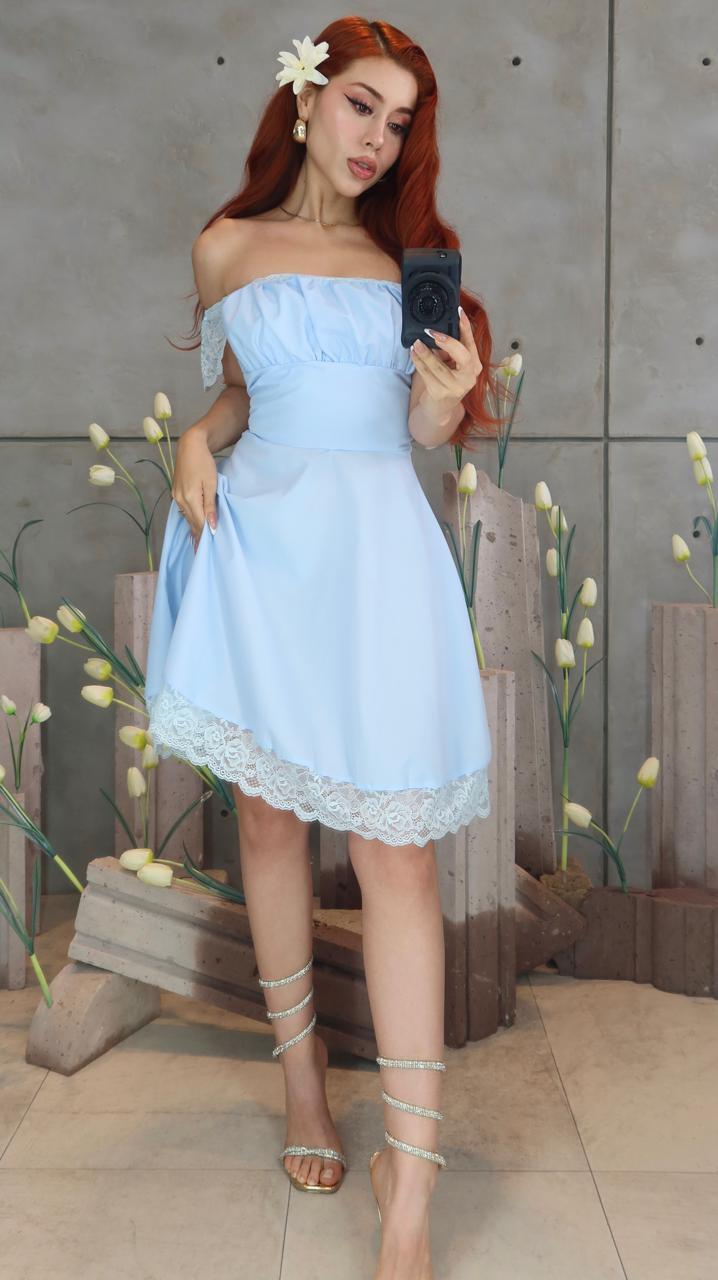 VESTIDO CORAL FEMME 🩷✨🎀 VOLADO APLIC ENCAJE