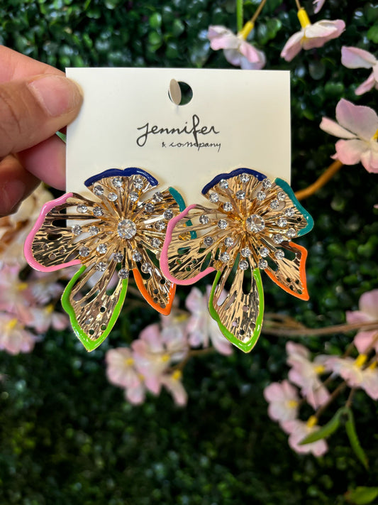 ARETES FLOR MULTICOLOR