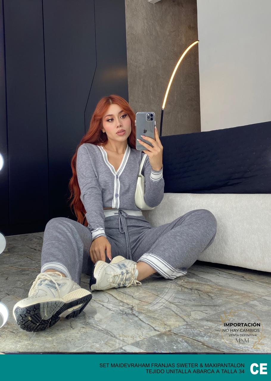 Set Maidevraham Franjas Sweater & Maxipantalon Old Money