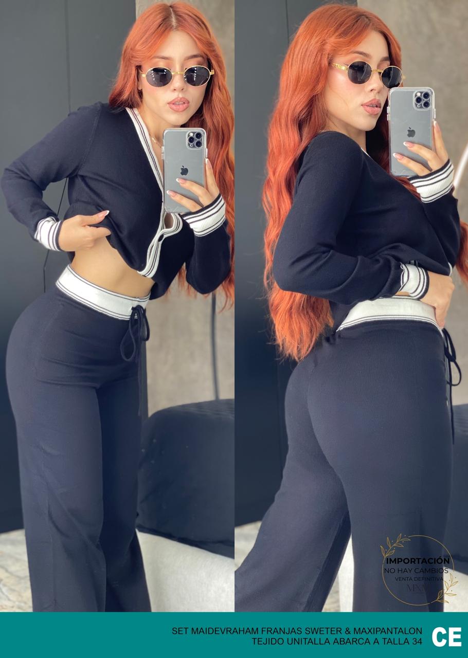 Set Maidevraham Franjas Sweater & Maxipantalon Old Money