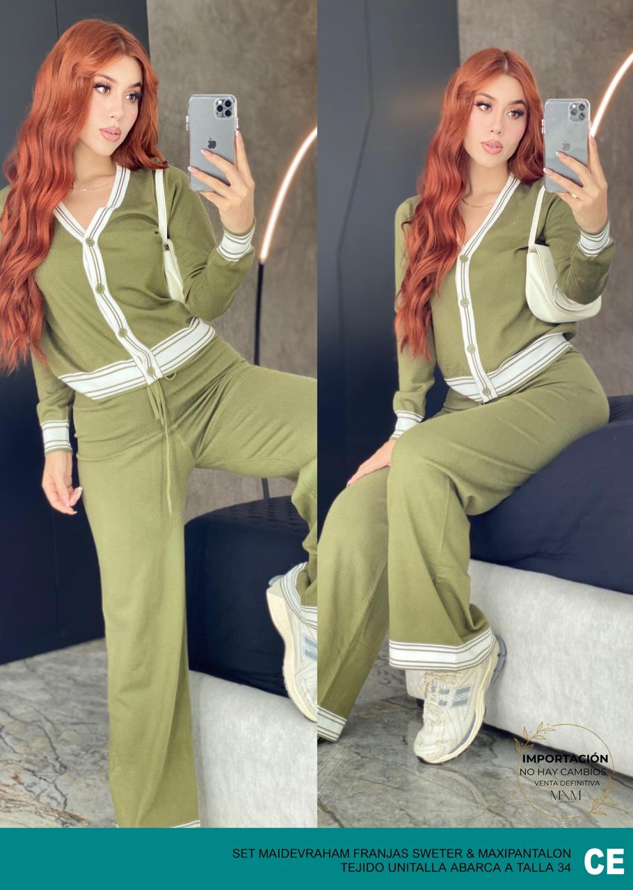 Set Maidevraham Franjas Sweater & Maxipantalon Old Money