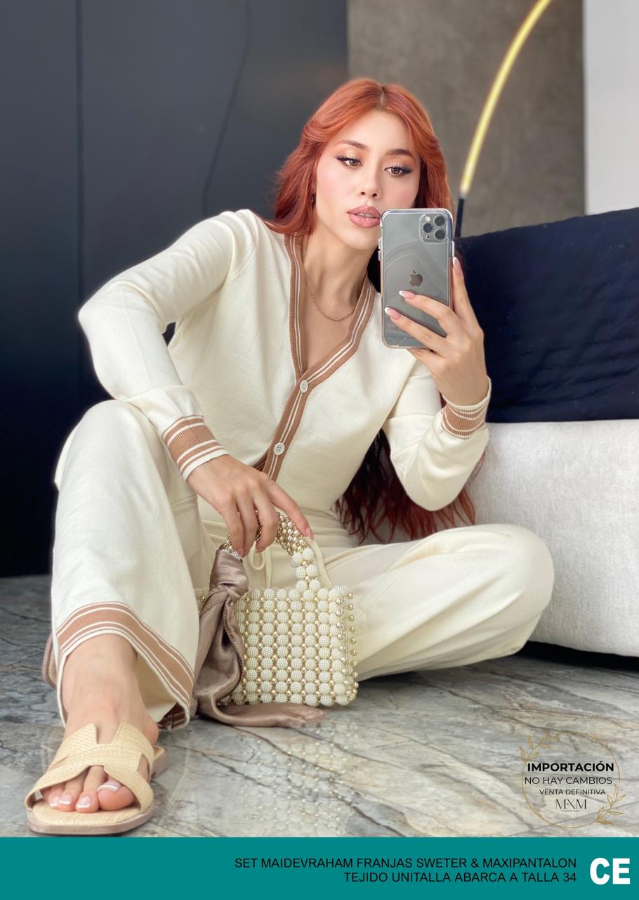 Set Maidevraham Franjas Sweater & Maxipantalon Old Money