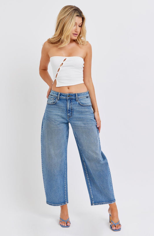 Cello Mid Waisted Barrel Leg Jean
