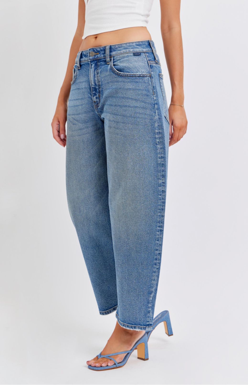 Cello Mid Waisted Barrel Leg Jean