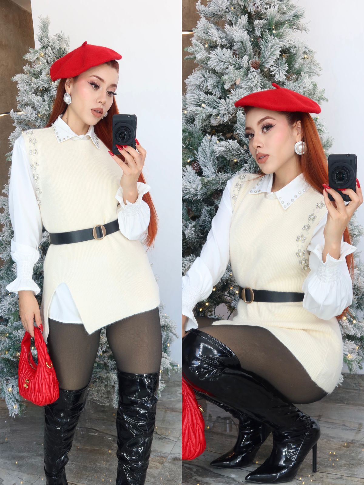 Camisa Vest con Perlas