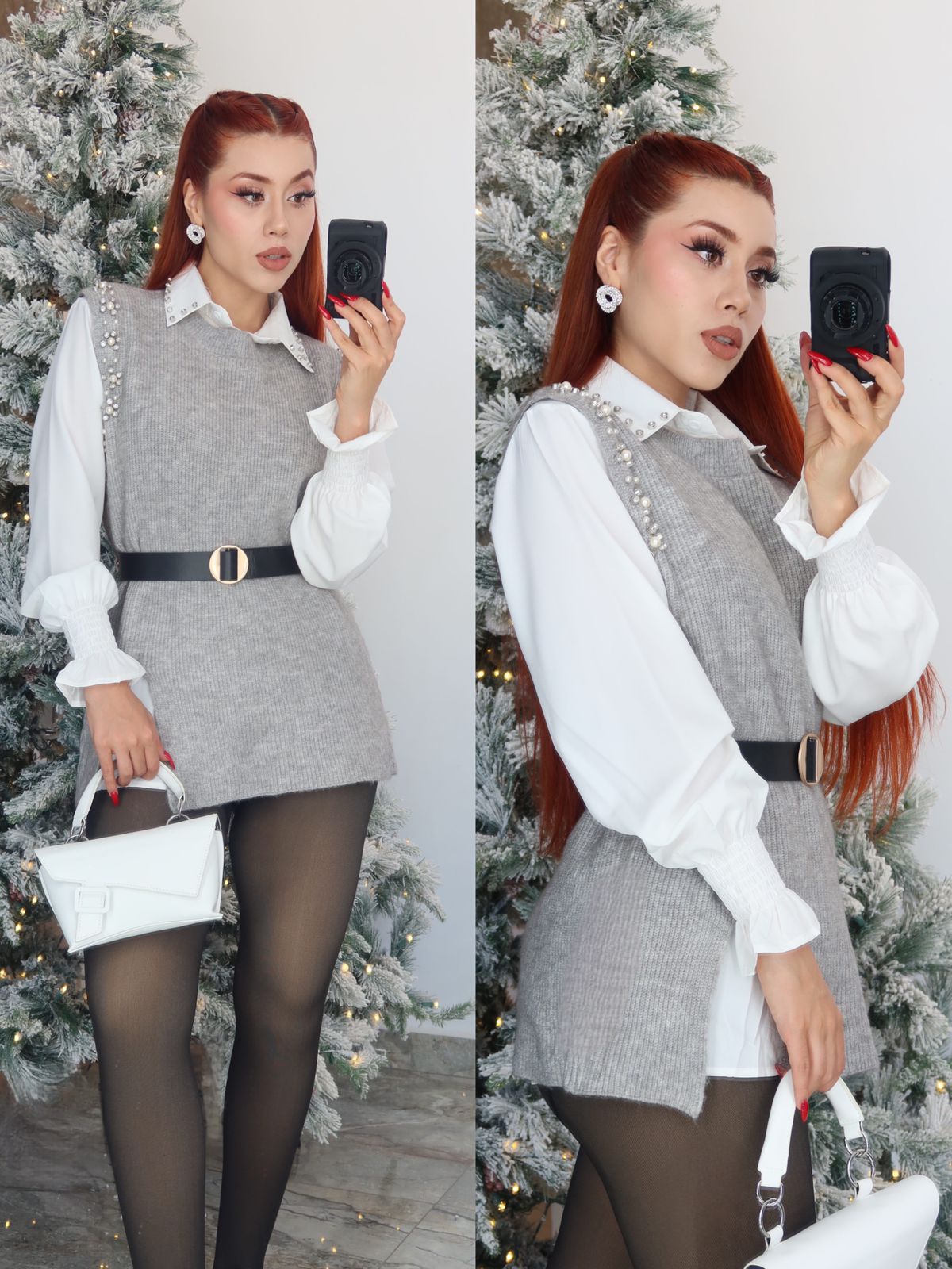 Camisa Vest con Perlas