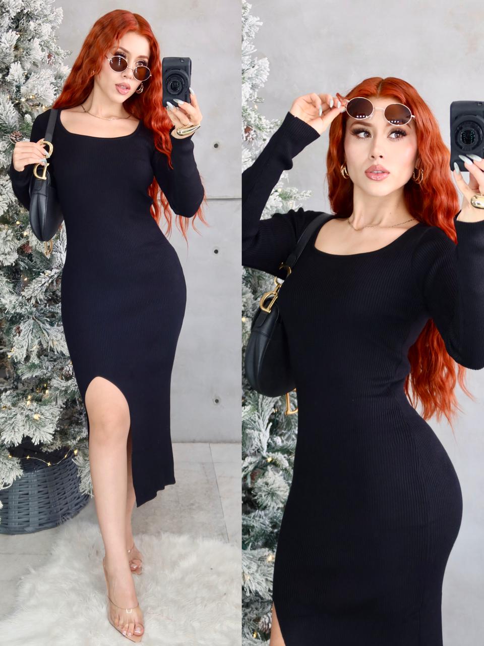Maxivestido Zohara Escote Pierna Tejido