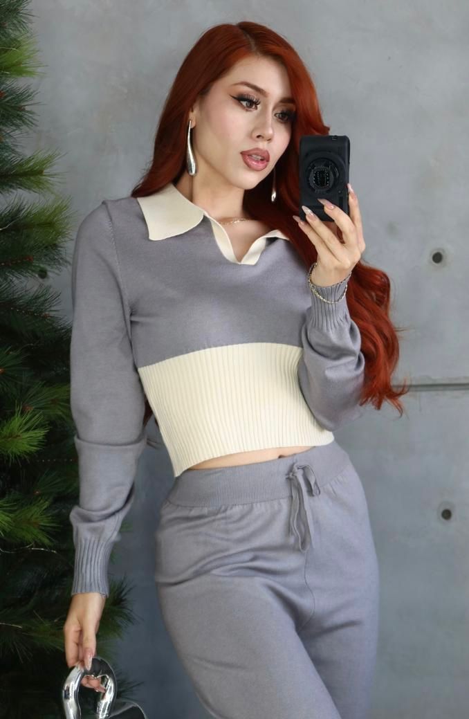 Set Francia Sweter & Maxipantalon Tejido