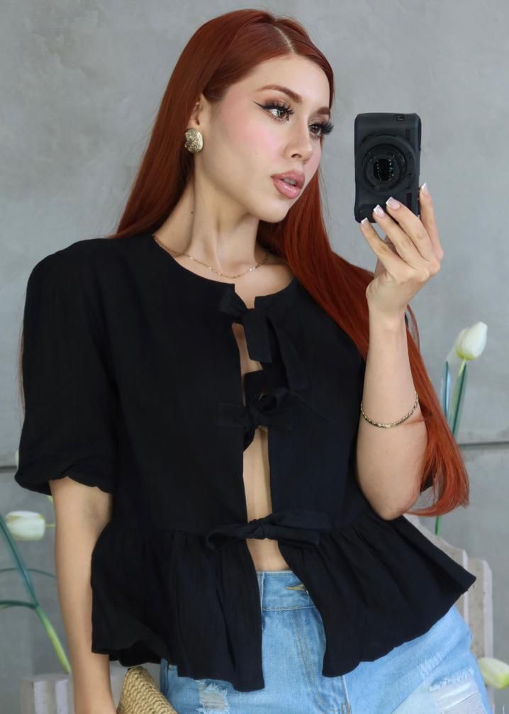 BLUSA DIVINE 🎀✨💖🩵 MOÑOS LINO MANGA POP