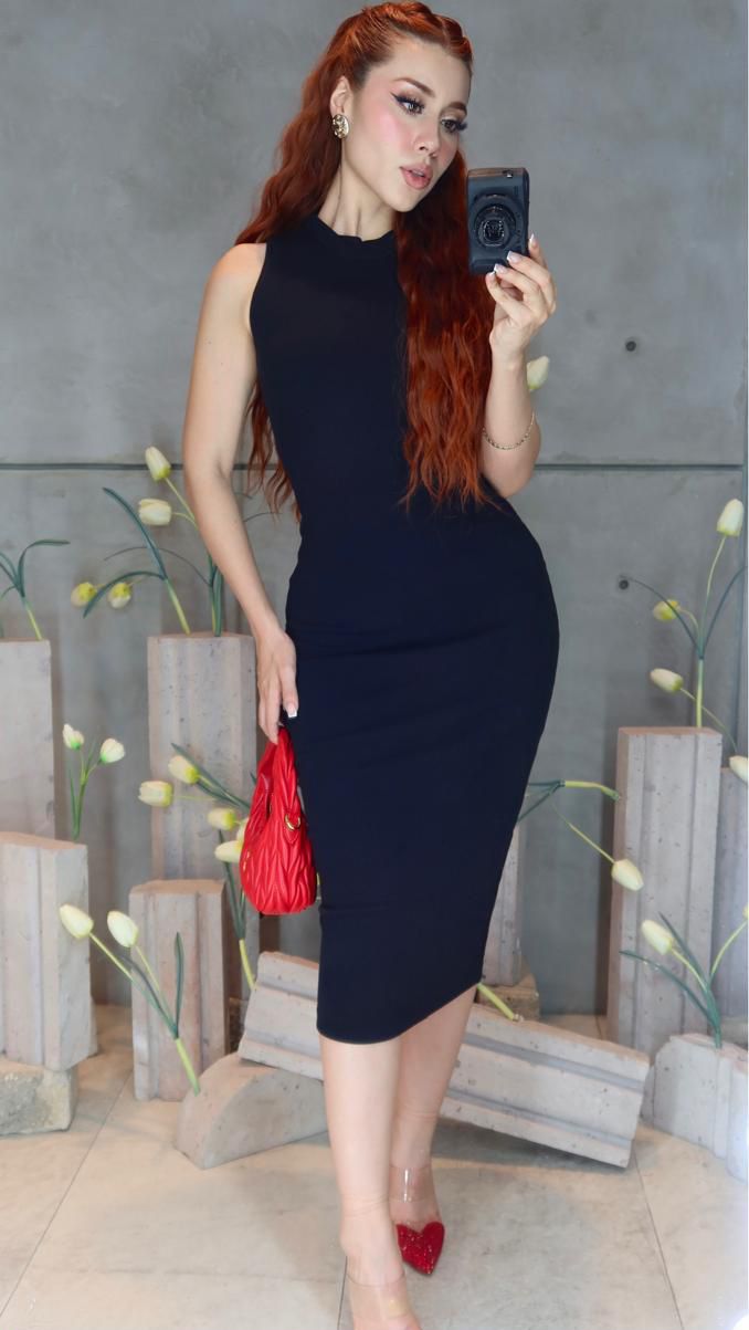 VESTIDO KAROL BASIC RIB DELUXE CORTE CHANEL