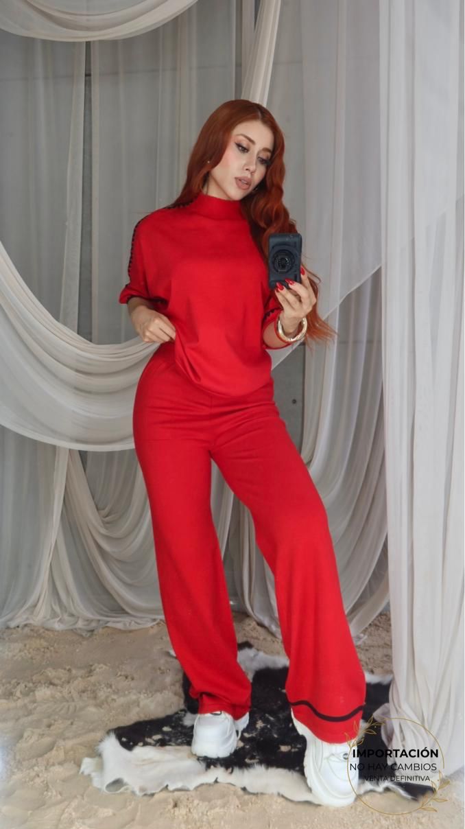 062725 Set Georgina Blusa Y Maxipantalon Detalle Bordado Tejido