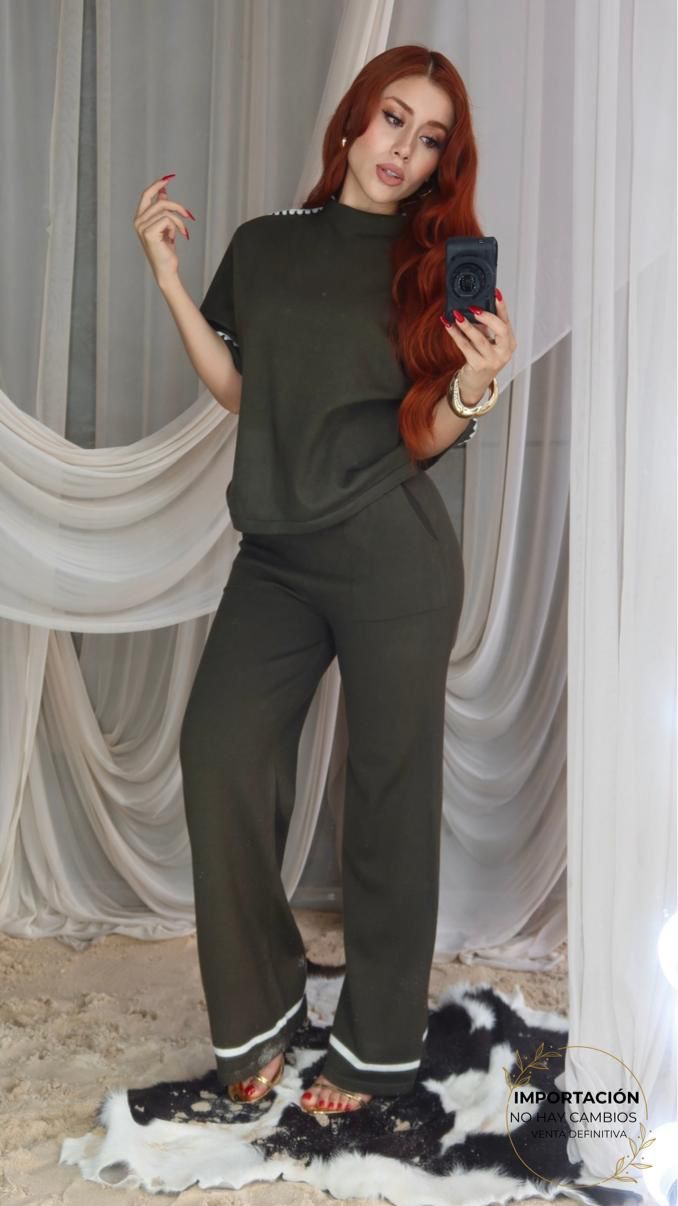 062725 Set Georgina Blusa Y Maxipantalon Detalle Bordado Tejido