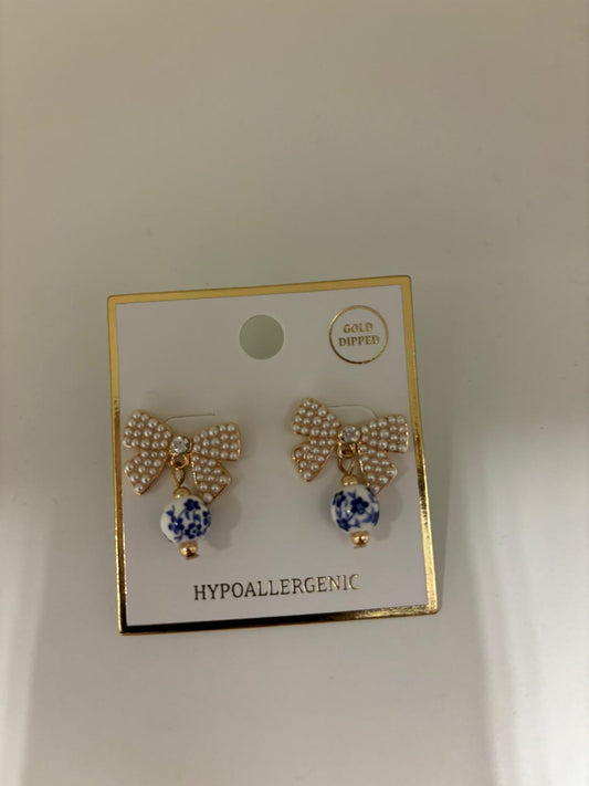 Aretes Marble Bow🎀 JL24