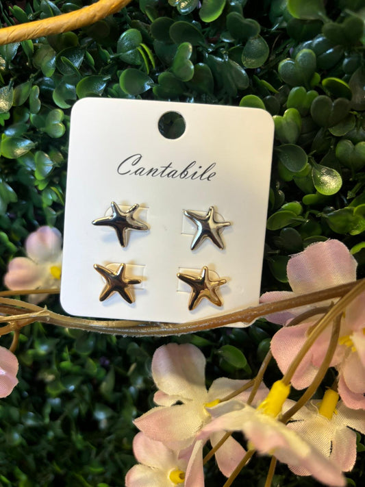 Aretes Estrella doble color set⭐️ JL24