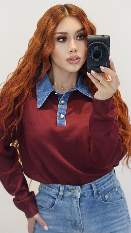 SUETER CUELLO DENIM