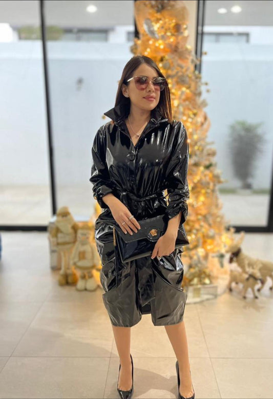 Vestido leather corrugado